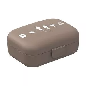 Nécessaire My Things Mini Devices<BR>- Cinza & Branca<BR>- 4,4x10,8x8,2cm<BR>- Coza