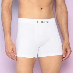 Cueca Boxer Com Logo<BR>- Branca & Cinza<BR>- Forum Underwear