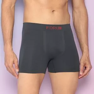 Cueca Boxer Com Logo<BR>- Cinza Escuro & Bordô<BR>- Forum Underwear