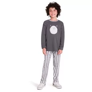 Pijama Infantil Urso<BR>- Cinza Escuro & Branco<BR>- Veggi