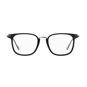 Armação Quadrada Para Óculos De Grau<BR>- Preta & Prateada<BR>- Polaroid