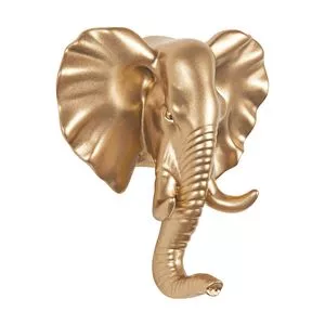 Gancho Decorativo Para Parede Elefante<BR>- Dourado<BR>- 10,5x10x4,5cm<BR>- Mart