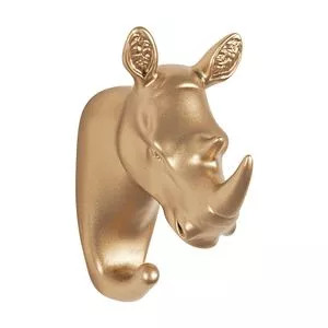 Gancho Decorativo Para Parede Rinoceronte<BR>- Dourado<BR>- 10x5x9,5cm<BR>- Mart