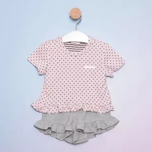 Pijama Infantil<BR>- Rosa Claro & Cinza<BR>- Luluzinha