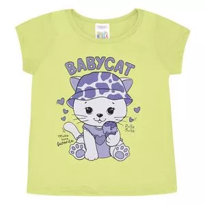 Blusa Infantil Babycat<BR>- Verde Limão & Lilás