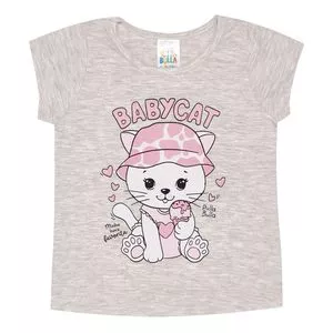 Blusa Infantil Babycat<BR>- Cinza Claro & Rosa Claro