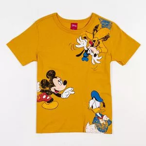 Camiseta Infantil Mickey<BR>- Amarelo Escuro & Branca<BR>- DISNEY