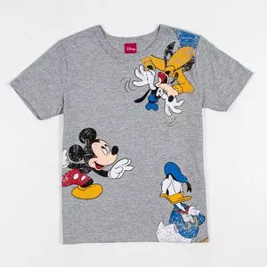 Camiseta Infantil Mickey<BR>- Cinza & Branca<BR>- DISNEY