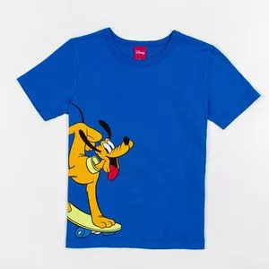 Camiseta Infantil Pluto®<BR>- Azul & Laranja<BR>- DISNEY