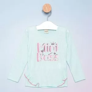Blusa Infantil Com Inscrições<BR>- Azul Claro & Rosa