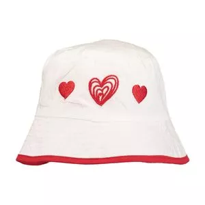 Chapéu Bucket Corações<BR>- Branco & Vermelho<BR>- Chicco