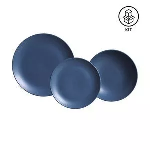 Aparelho De Jantar Coup Stoneware<BR>- Azul Escuro<BR>- 12Pçs<BR>- Porto Brasil