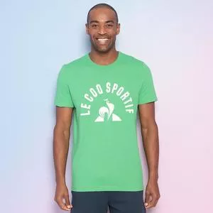 Camiseta Com Inscrições<BR>- Verde Água & Branca