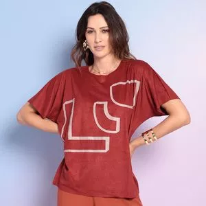 Camiseta Geométrica<BR>- Vermelha & Cinza<BR>- Stampo
