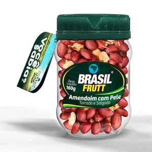 Amendoim Com Pele Torrado & Salgado<BR>- 160g<BR>- Brasil Frutt
