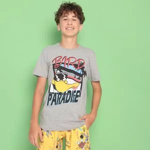 Camiseta Juvenil Patolino®<BR>- Cinza & Preta