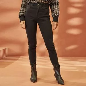 Calça Skinny Em Sarja<BR>- Preta