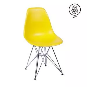 Jogo De Cadeiras Eames<BR>- Amarelo & Prateado<BR>- 2Pçs<BR>- Or Design