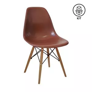 Jogo De Cadeiras Eames<BR>- Café & Madeira<BR>- 2Pçs<BR>- Or Design