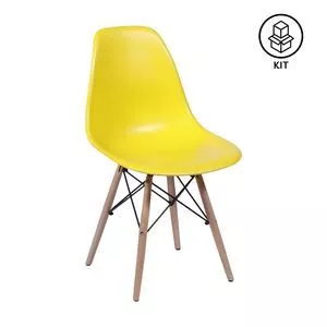 Jogo De Cadeiras Eames<BR>- Amarelo & Madeira<BR>- 4Pçs<BR>- Or Design