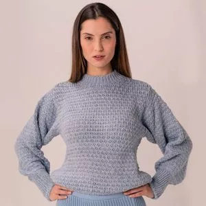 Suéter Em Tricô<BR>- Azul Claro