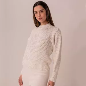 Suéter Em Tricô<BR>- Off White