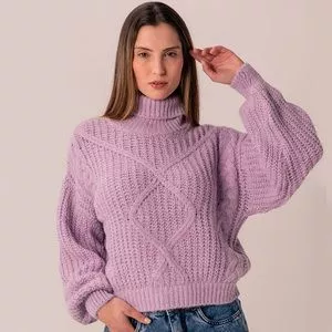 Suéter Em Tricô<BR>- Lilás