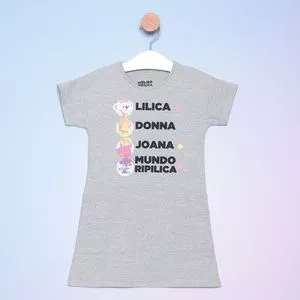 Vestido Infantil Mundo Ripilica<BR> - Cinza & Preto<BR> - LILICA RIPILICA & TIGOR