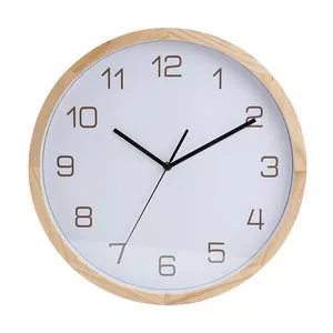 Relógio De Parede<BR>- Marrom Claro & Branco<BR>- Ø40x4cm<BR>- Cromus