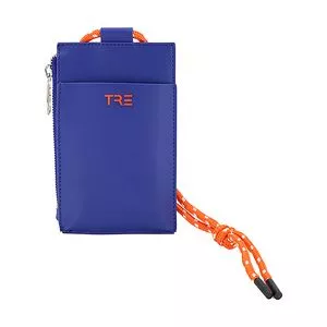 Bolsa Mini Com Inscrição<BR>- Azul Escuro & Laranja<BR>- 18x11x1cm