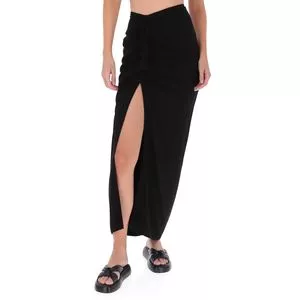 Saia Midi Com Franzidos<BR>- Preta