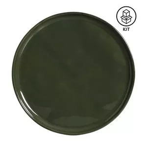 Jogo De Pratos Para Sobremesa Folium<BR>- Verde Escuro<BR>- 6Pçs<BR>- Porto Brasil