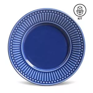 Jogo De Pratos Para Sobremesa Roma<BR>- Azul Escuro<BR>- 6Pçs<BR>- Porto Brasil