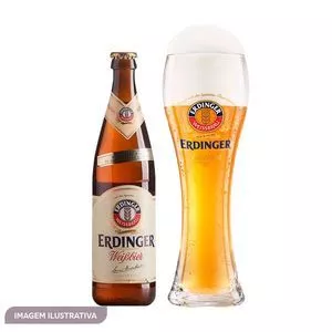 Cerveja Erdinger German Hefeweizen Com Copo<BR>- 500ml<BR>- Bier & Wein