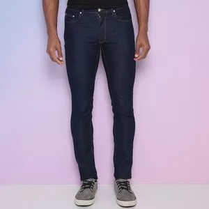 Calça Jeans Skinny Com Bolsos<BR>- Azul Marinho<BR>- Amapô