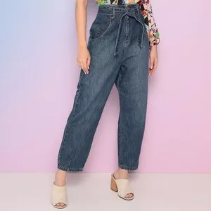 Calça Jeans Clochard Com Amarração<BR>- Azul Escuro<BR>- Amapô