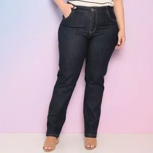 Calça Jeans Reta Com Pespontos<BR>- Azul Marinho<BR>- Grif & Sis