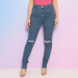 Calça Jeans Skinny<BR>- Azul<BR>- Dimy