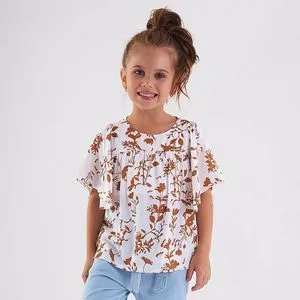 Blusa Floral<BR>- Branca & Marrom Claro<BR>- Up Baby & Up Kids