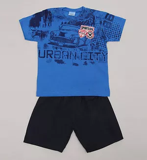 Conjunto Camiseta + Bermuda - Azul/Preto