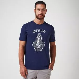 Camiseta Guadalupe<BR>- Azul Marinho & Branca