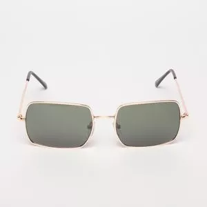Óculos De Sol Retangular<BR>- Dourado & Preto