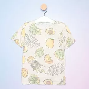 Camiseta Infantil Tropical<BR>- Bege Claro & Amarela<BR>- Oliver