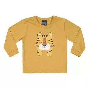 Camiseta Infantil Tigre<BR>- Amarelo Escuro & Preta