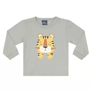 Camiseta Infantil Tigre<BR>- Cinza & Amarela