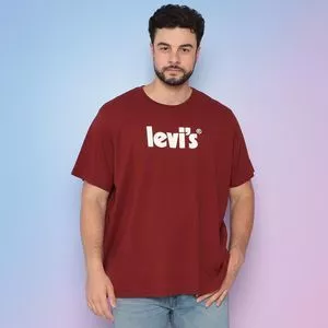 Camiseta Levi's®<BR>- Bordô & Branca<BR>- Levi's