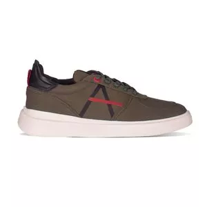 Tênis Com Recortes<BR>- Verde Militar & Vermelho<BR>- Aramis