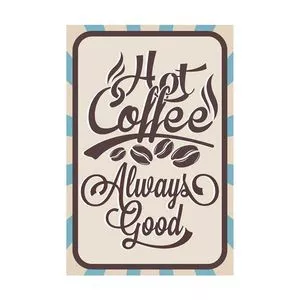 Placa Decorativa Hot Coffee<BR>- Bege & Azul<BR>- 30x20x0,3cm<BR>- Kapos