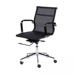 Cadeira Office Tela Baixa<BR>- Preta & Prateada<BR>- 97x61x47cm