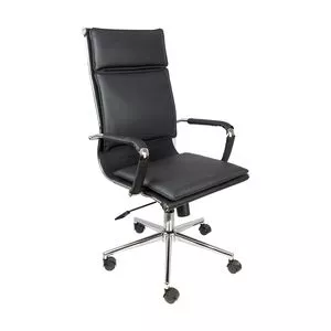 Cadeira Office Soft<BR>- Preta & Prateada<BR>- 118x57x58cm